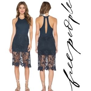 Free People Black Crochet Midi Dress
